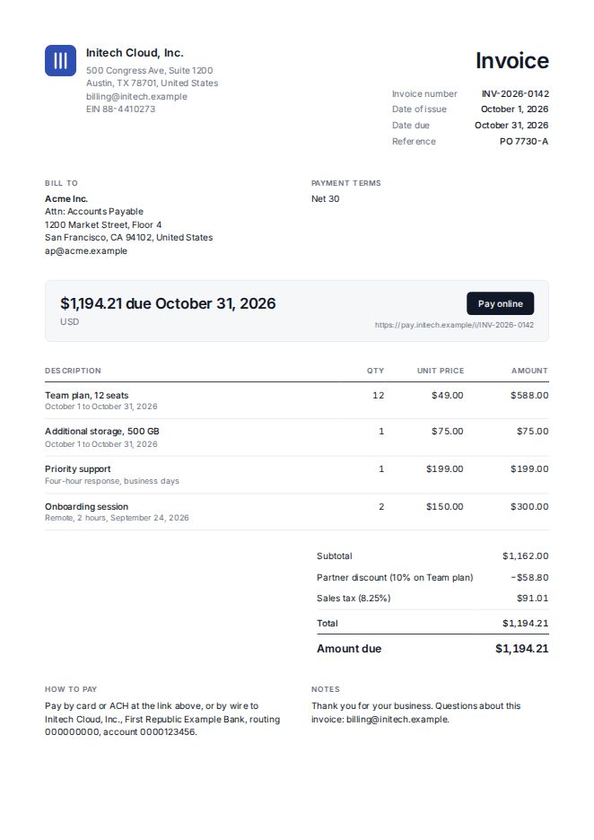 Invoice preview